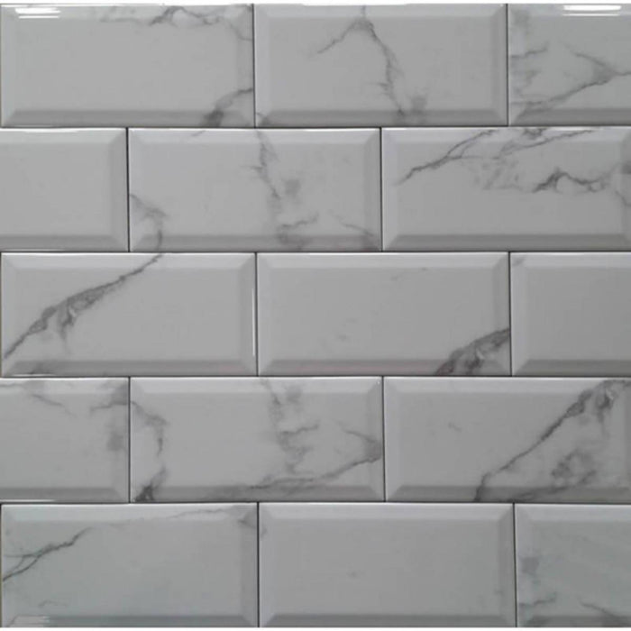 Metro Carrara Biselado Brillo 10 x 20cm Ceramic Tile - 1sqm perbox