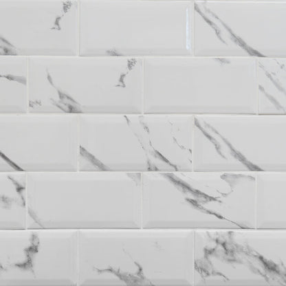 Metro Carrara Biselado Brillo 10 x 20cm Ceramic Tile - 1sqm perbox