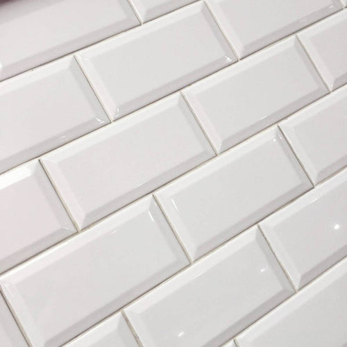 Metro White Biselado Brillo 10 x 20cm Ceramic Tile - 1sqm perbox