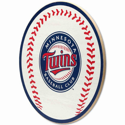 Minnesota Twins Logo Baseball Round Wood Wall Decor - Wichita Home Outlet