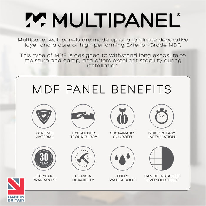 Multipanel Classic Collection Natural White 598mm Shower Panel