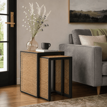 Nesting Accent Table - Black/Natural - Wichita Home Outlet