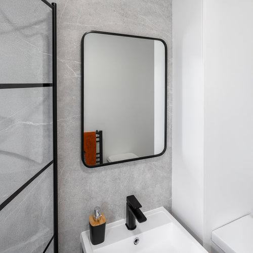 Noir 700mm x 500mm Plain Black Frame Mirror