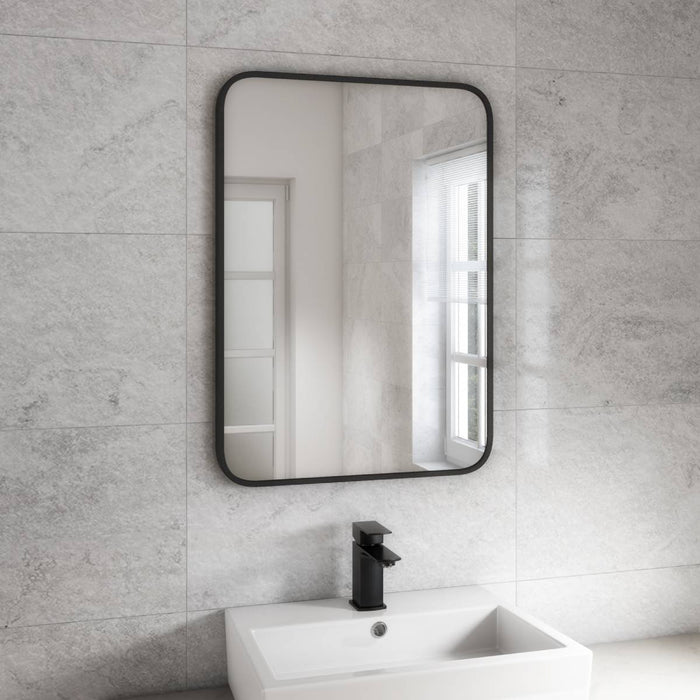 Noir 700mm x 500mm Plain Black Frame Mirror