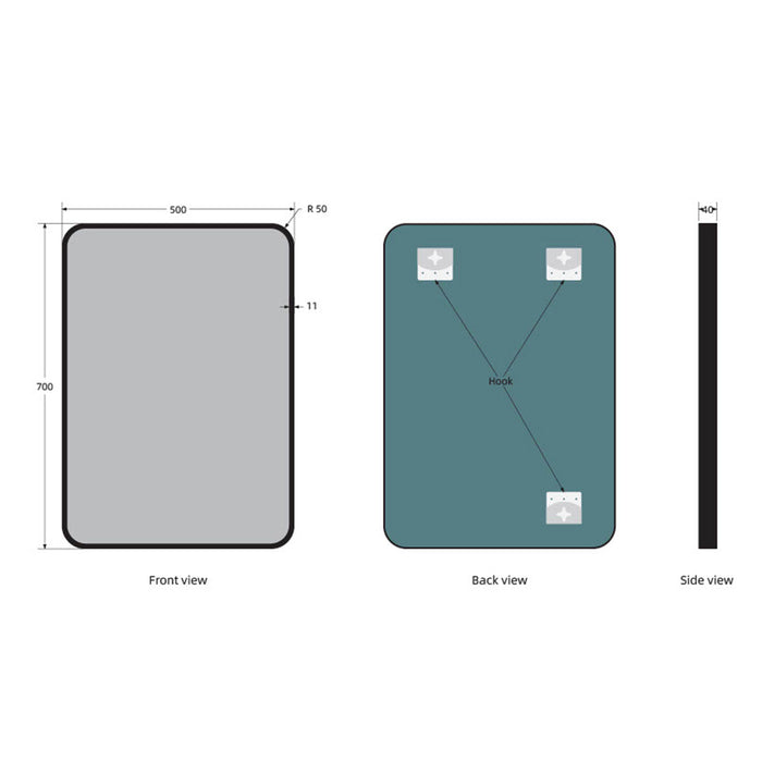 Noir 700mm x 500mm Plain Black Frame Mirror