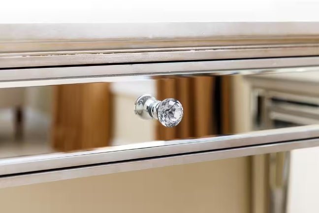 Omni Glamorous Glass 1 Drawer Mirrored Desk - Wichita Home Outlet