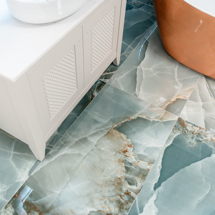 Onyx Turquoise 60 x 120cm Polished Rectified Tile - 1.44sqm perbox