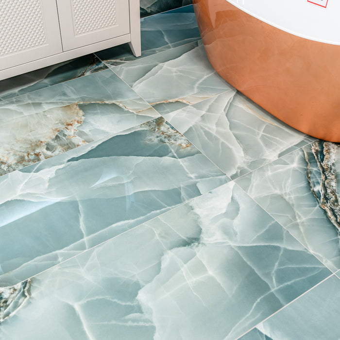 Onyx Turquoise 60 x 120cm Polished Rectified Tile - 1.44sqm perbox