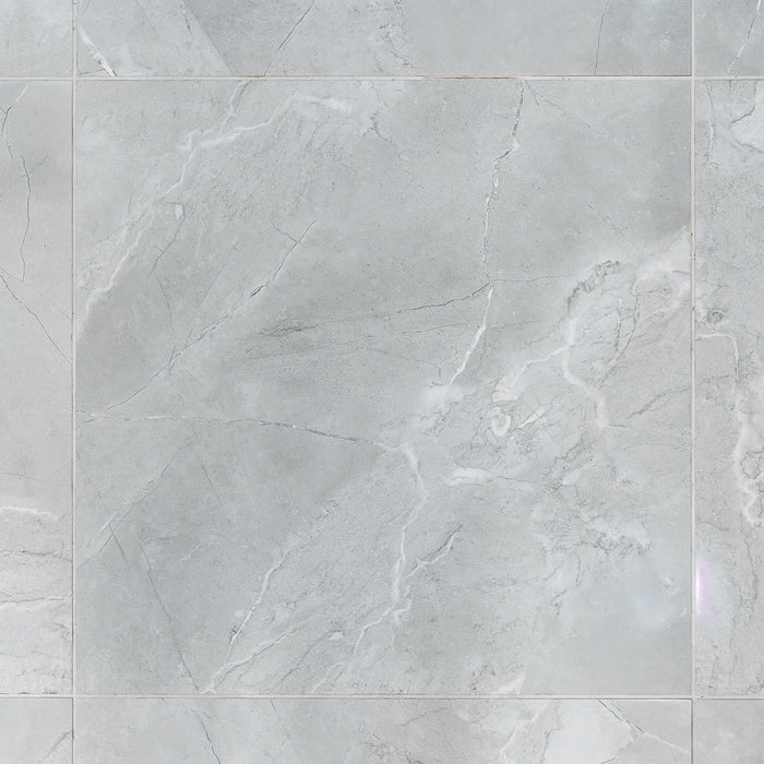 Oxford Grey Marble Effect 60 x 60cm Rectified Polished Porcelain Tile - 1.44sqm perbox