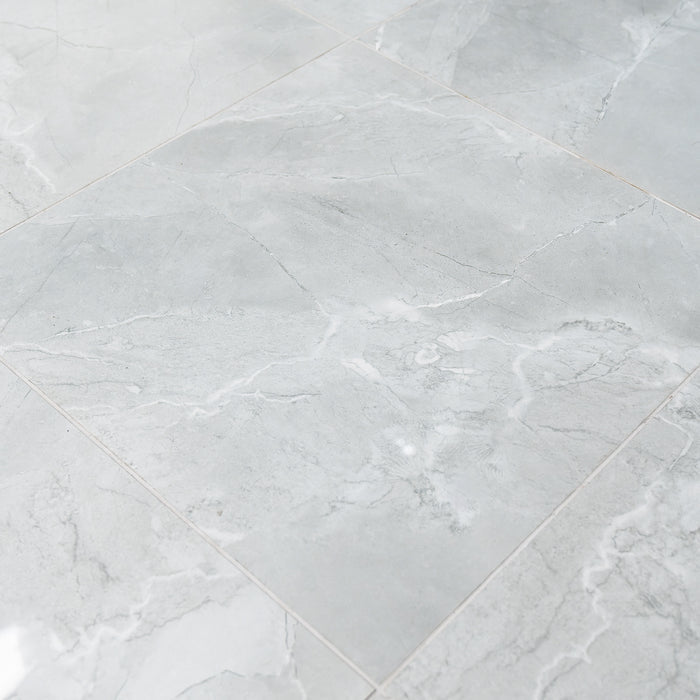 Oxford Grey Marble Effect 60 x 60cm Rectified Polished Porcelain Tile - 1.44sqm perbox