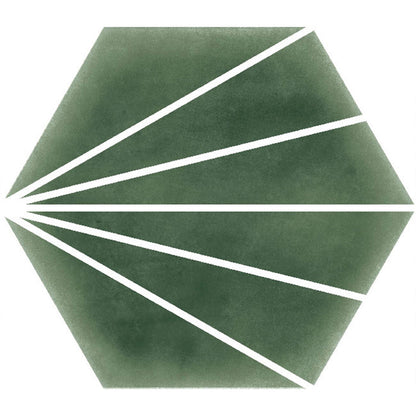 Palm Stripe Green 14 x 16cm Porcelain Hexagon Tile - 0.495sqm perbox