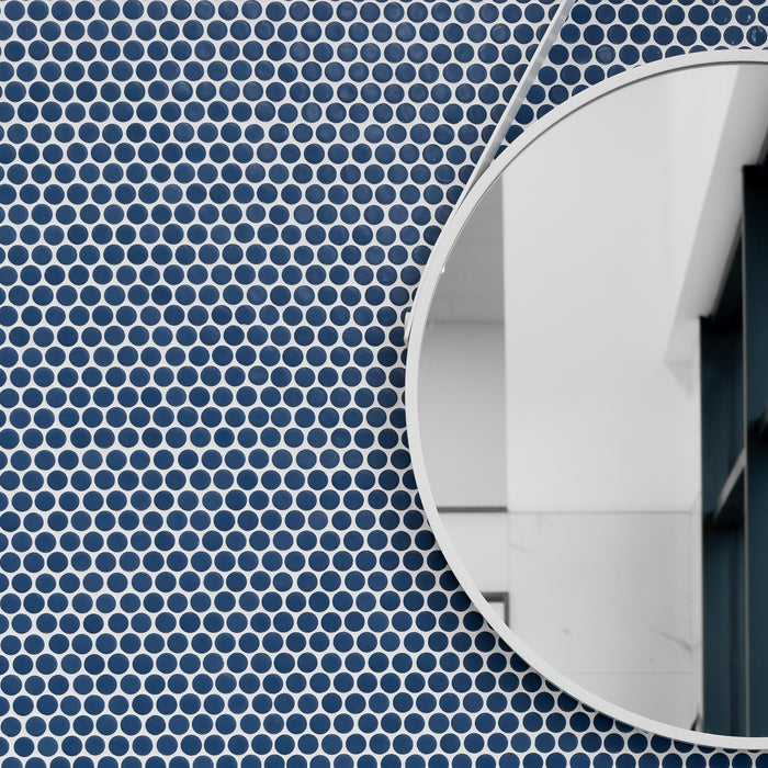 Penny Natureglass Deep Blue Matte Non Slip 28.6 x 28.6cm Mosaic Sheet