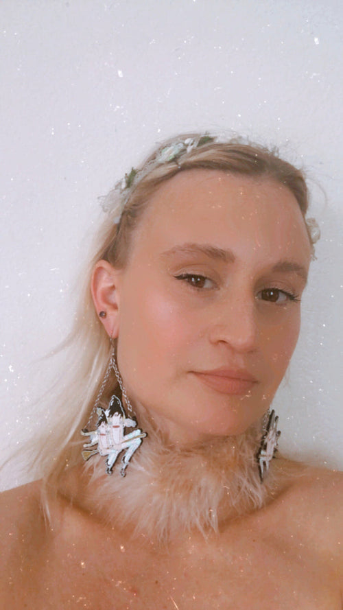 Pussy Witch Lapel Hoop Earrings