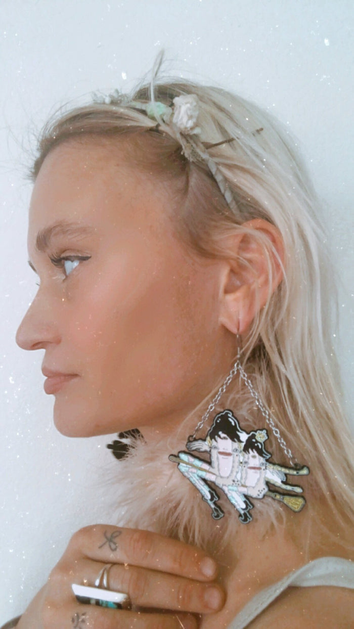 Pussy Witch Lapel Hoop Earrings