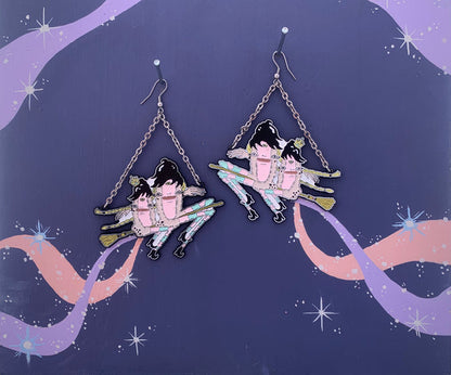 Pussy Witch Lapel Hoop Earrings