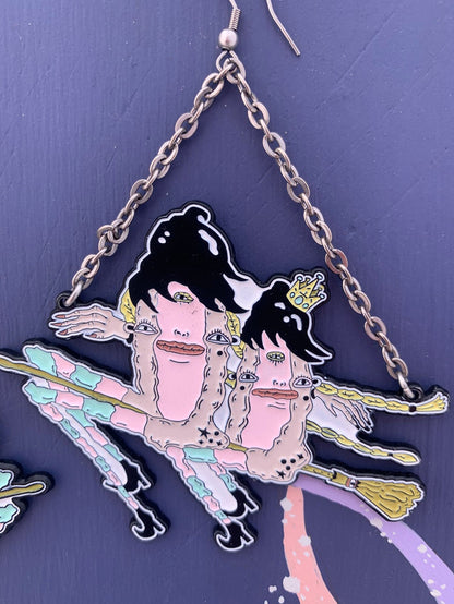 Pussy Witch Lapel Hoop Earrings
