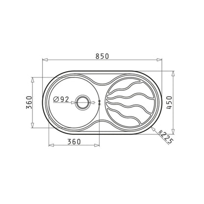 Pyramis SR Twig 850 x 450mm 1 Bowl 1 Taphole Sink