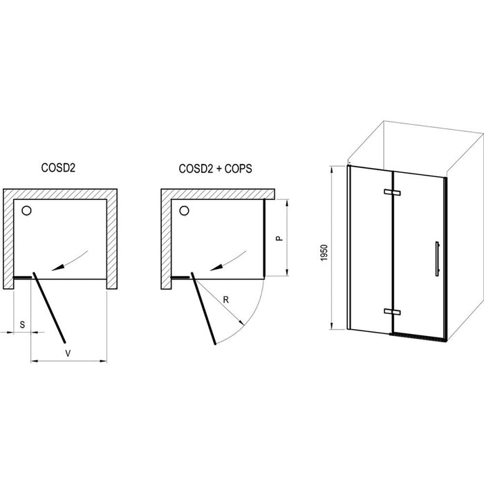 Ravak COPS 800mm Side Panel - Black