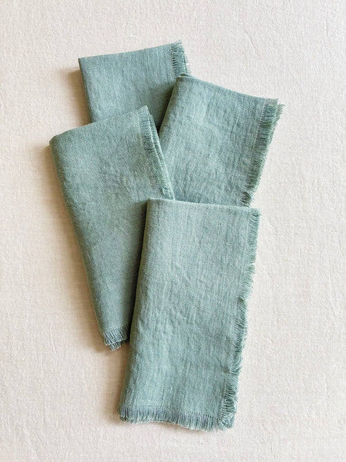 Raw Edge Sage Napkins- S/4