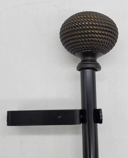 Rope Knob 5/8" Adjustable Curtain Rod - Black Gold - 28" - 48" - Wichita Home Outlet