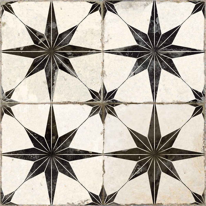 Star Black Pattern 45 x 45cm Tile - 1.62sqm perbox
