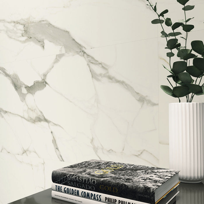 Statuario Natural 60 x 120cm Rectified Porcelain Tile- 1.44 sqm per box