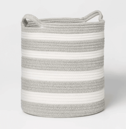 Striped Coiled Kids' Rope Basket - Wichita Home Outlet