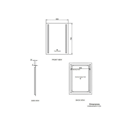 Trax 700 x 500 LED Mirror with Demister