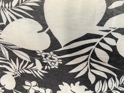 Tropical Printed Poly French Terry - Grey & Off-White