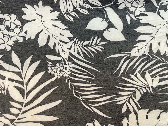 Tropical Printed Poly French Terry - Grey & Off-White