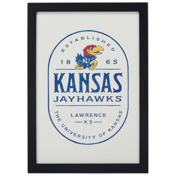 University of Kansas Badge Framed Wood Wall Decor - Wichita Home Outlet