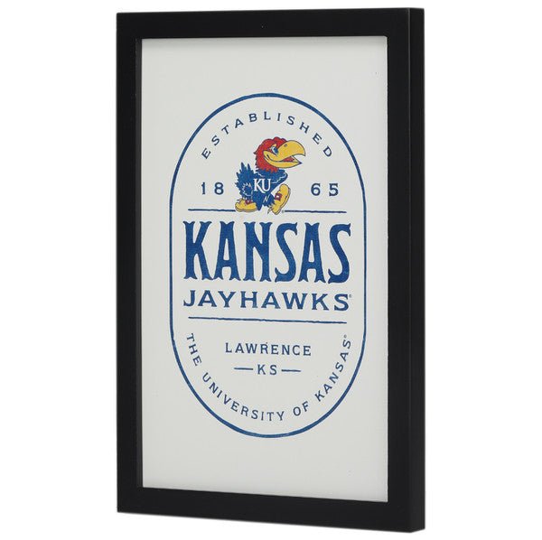 University of Kansas Badge Framed Wood Wall Decor - Wichita Home Outlet
