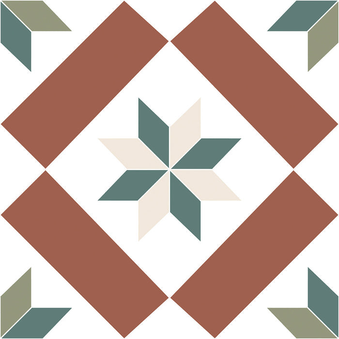Victorian Molly 20 x 20cm Matt Porcelain Pattern Floor Tile - 0.6sqm perbox