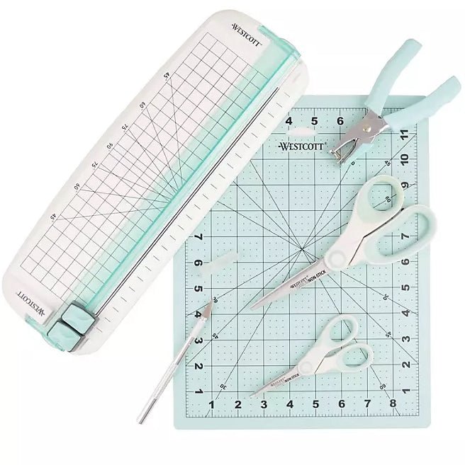 Westcott Paper Crafting Set 9pc. Blue and White - Wichita Home Outlet