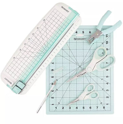 Westcott Paper Crafting Set 9pc. Blue and White - Wichita Home Outlet