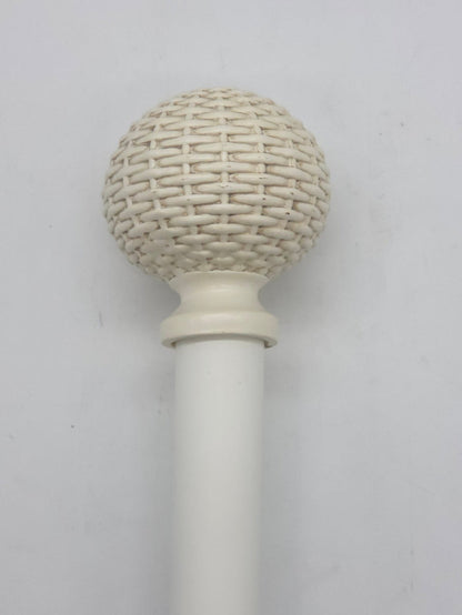 Woven Ball 1" Adjustable Curtain Rod - White - 36" - 72" - Wichita Home Outlet